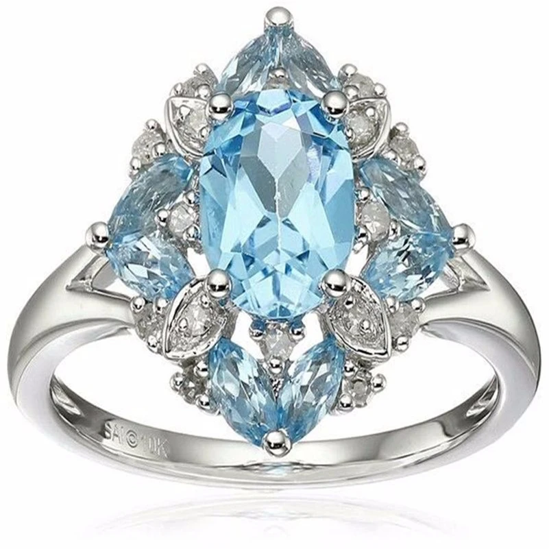 

925 Sterling Silver Plate Diamond Sapphire Rings for Women Light Blue Deep Red Gem Ruby Jewelry amethyst bague etoile bizuterias