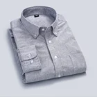 Men's Grey High Quality Oxford Cotton Long Sleeve Office Casual Shirt