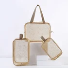 Yaeshii 3pcs/set Fashion Clear Women Cosmetic Bag PVC Waterproof Beauty Bath Wash Toiletry Bag