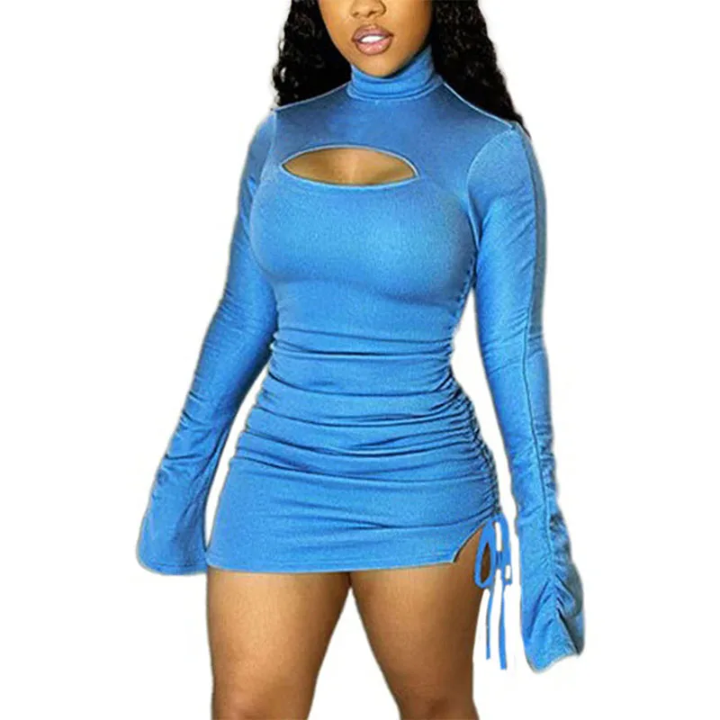 2021 Hot Sale Fall Fashion Sexy Club Wear Women High Neck Hollow Out Stacked Long Sleeve Bodycon Mini Dress, Shown
2021 Hot Sale Fall Fashion Sexy Club Wear Women High Neck Hollow Out Stacked Long Sleeve Bodycon Mini Dress, Shown