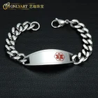 men silver plate ID stainless steel medical alert Bracelet health link Bracelet in steel