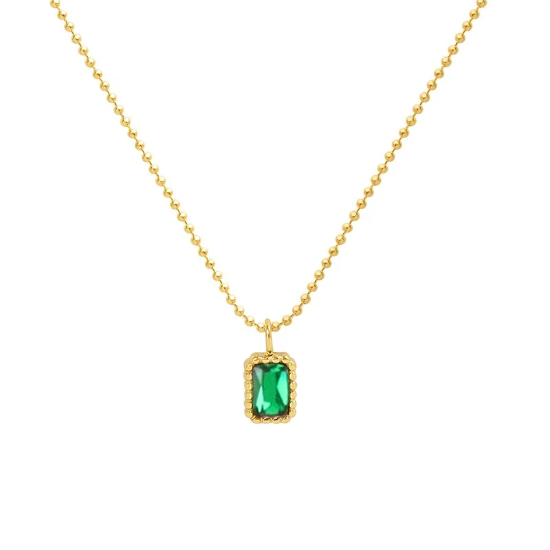 Fashion Classic Geometric Gold Plated Stainless Steel Rectangular Green Zircon Pendant Women Luxury minimalist Necklace
Fashion Classic Geometric Gold Plated Stainless Steel Rectangular Green Zircon Pendant Women Luxury minimalist Necklace