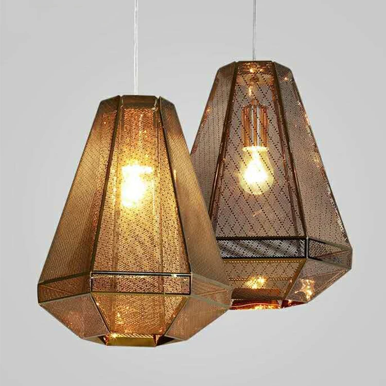 Nordic modern industrial stainless steel diamondshape pendant light led