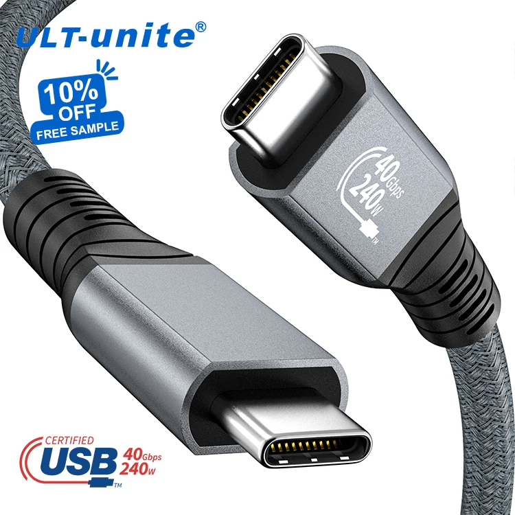 

ULT-unite 0.2m 1m 2m 240W fast charging Compatibility PD3.0 100W Thuderbolt 3 4 Cable usb4.0 40gbps type-c to type-c cable