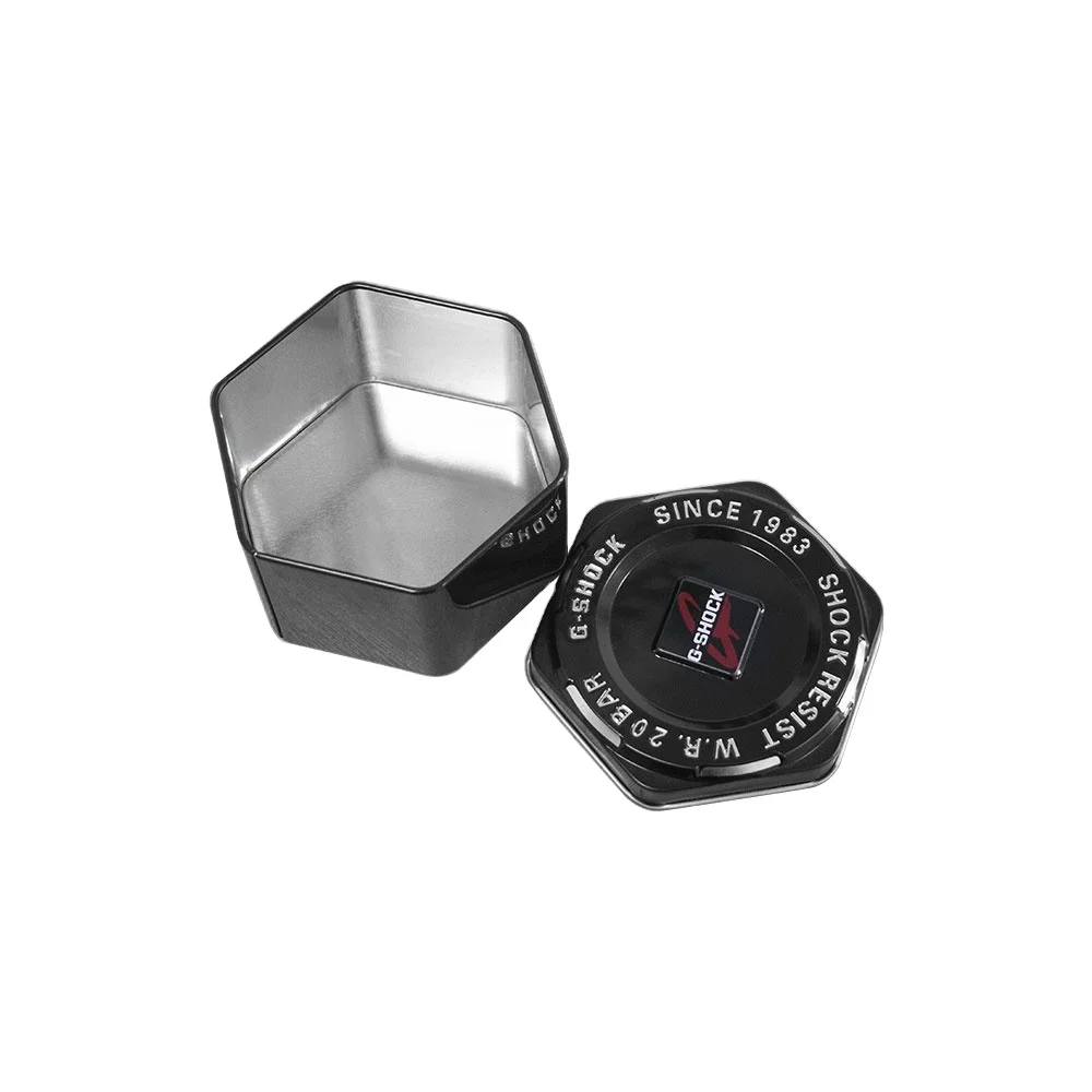 Wholesale metal hexagonal gift packaging watch storage Iron metal tin box can with customized logo color printing, Black color
Wholesale metal hexagonal gift packaging watch storage Iron metal tin box can with customized logo color printing, Black color