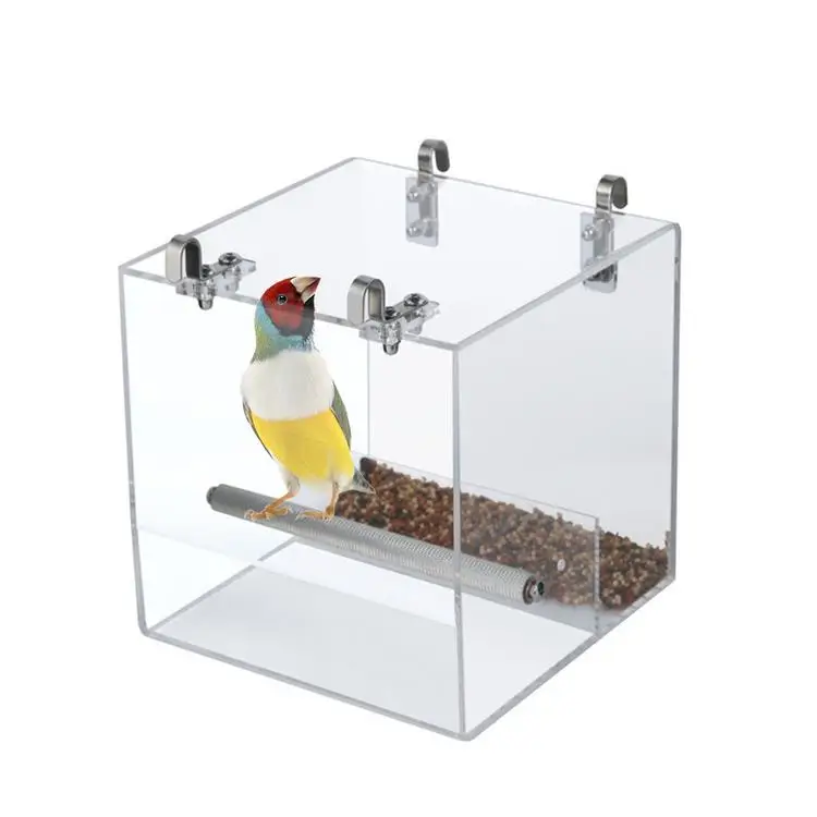 

Small Size Bird Poultry Feeder Automatic Acrylic Food Container Parrot Pigeon Splash Proof Feeder Bird Cage Accessories