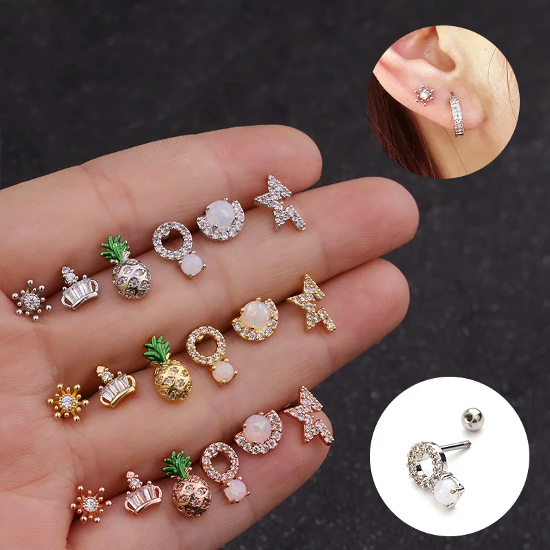 2021 Sailing CZ Star Heart Crown Cartilage Piercing Stud Helix Jewelry Tragus Conch Crown Star Screw Piercing Stud Earring
2021 Sailing CZ Star Heart Crown Cartilage Piercing Stud Helix Jewelry Tragus Conch Crown Star Screw Piercing Stud Earring