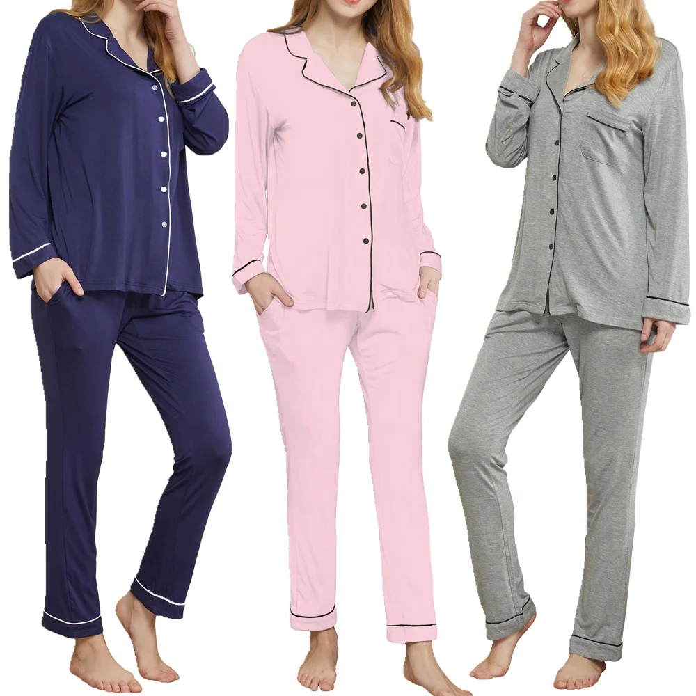 Costom Brand Bamboo Women's Sleepwear 2 Pieces Long Sleeve Pajamas Sets 
Costom Brand Bamboo Women's Sleepwear 2 Pieces Long Sleeve Pajamas Sets