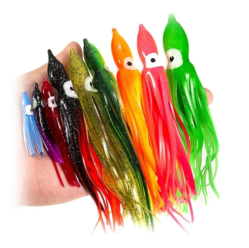 

20 Colors 5 pcs/ bag 5-15cm Trolling Lure Soft Plastic Using Octopus Skirts Glow Luminous Squids Skirts Fishing Lure Squid Lure
