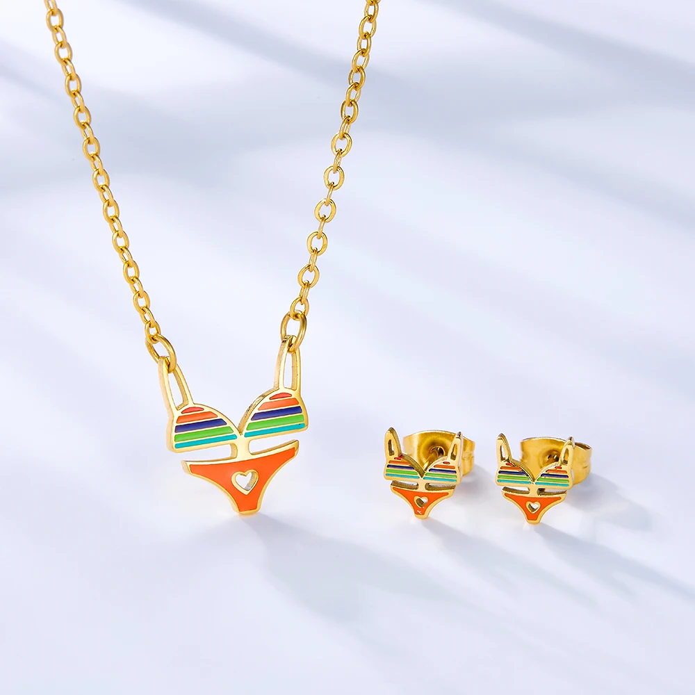 Hot Selling Fashion Colorful Custom 18K Golden Plated Stainless Steel Jewelry Sets for Women and Girls
Hot Selling Fashion Colorful Custom 18K Golden Plated Stainless Steel Jewelry Sets for Women and Girls