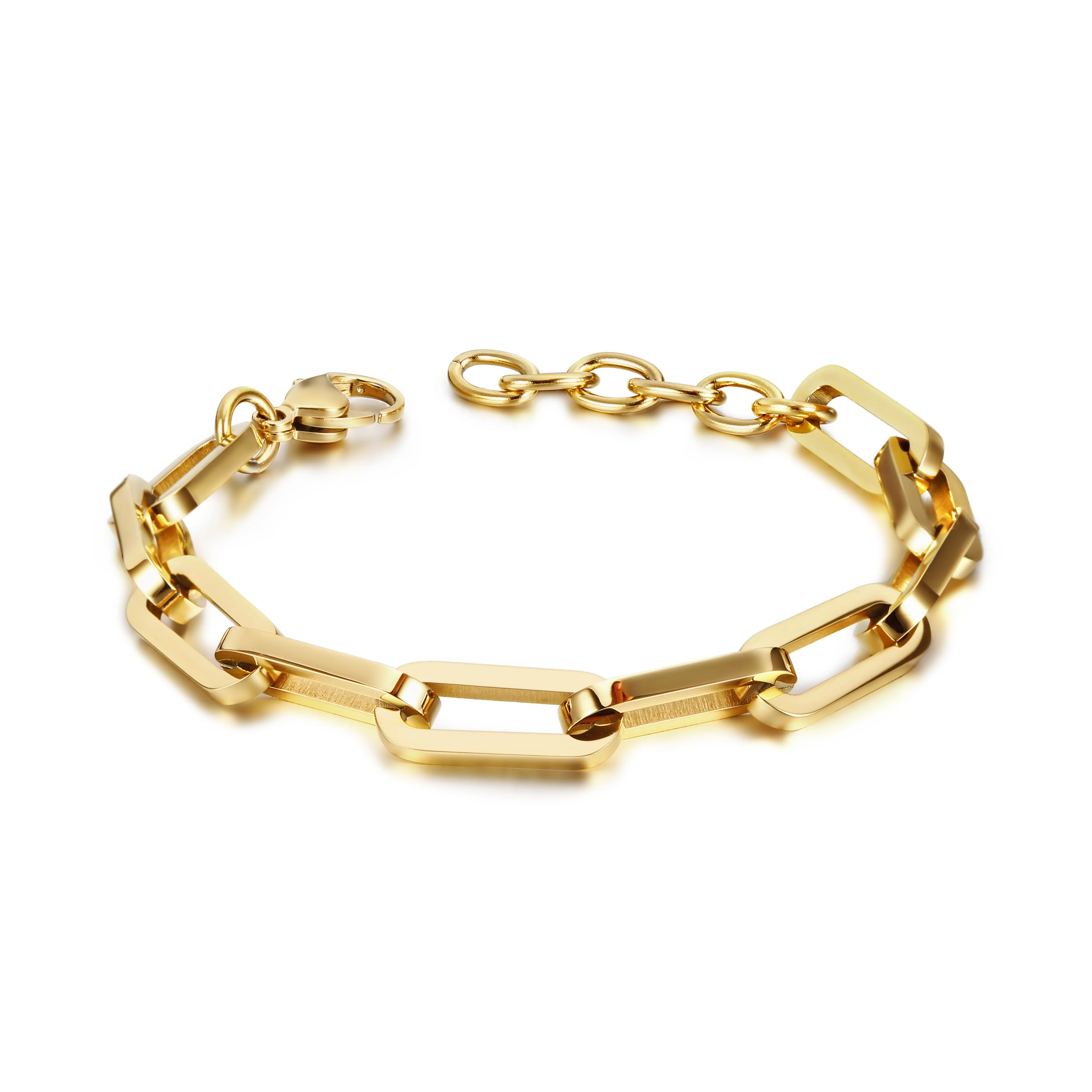 Stainless Steel Customized Women Jewelry Gold Chain Link Bracelet Rectangle Thick Link Chain Bracelet, Gold/silver
Stainless Steel Customized Women Jewelry Gold Chain Link Bracelet Rectangle Thick Link Chain Bracelet, Gold/silver