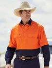 Solid long sleeve hot sale 100% cotton men's work shirt