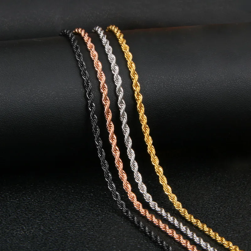 Wholesale 3 MM 5 MM 18K Gold Plated Twisted Chain Necklaces Chunky Stainless Steel Twist Rope Chain Necklace Unisex Accessories
Wholesale 3 MM 5 MM 18K Gold Plated Twisted Chain Necklaces Chunky Stainless Steel Twist Rope Chain Necklace Unisex Accessories