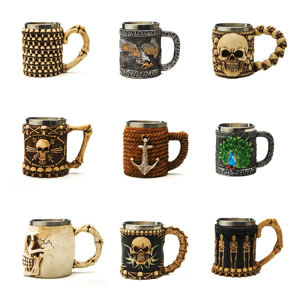 Nordic Retro Resin Skull Cup Double-layer Stainless Steel Coffee Cup Personality Ghost Art Cup, As picture
Nordic Retro Resin Skull Cup Double-layer Stainless Steel Coffee Cup Personality Ghost Art Cup, As picture