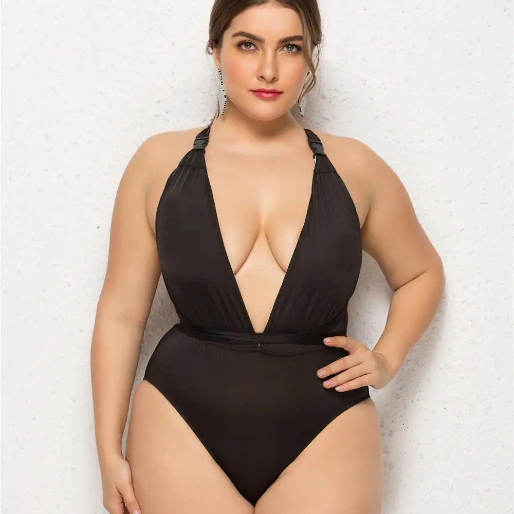 New style hot sale European and American one-piece sexy solid color big V-neck hollow high-cut high-waist beach swimsuit, Black
New style hot sale European and American one-piece sexy solid color big V-neck hollow high-cut high-waist beach swimsuit, Black