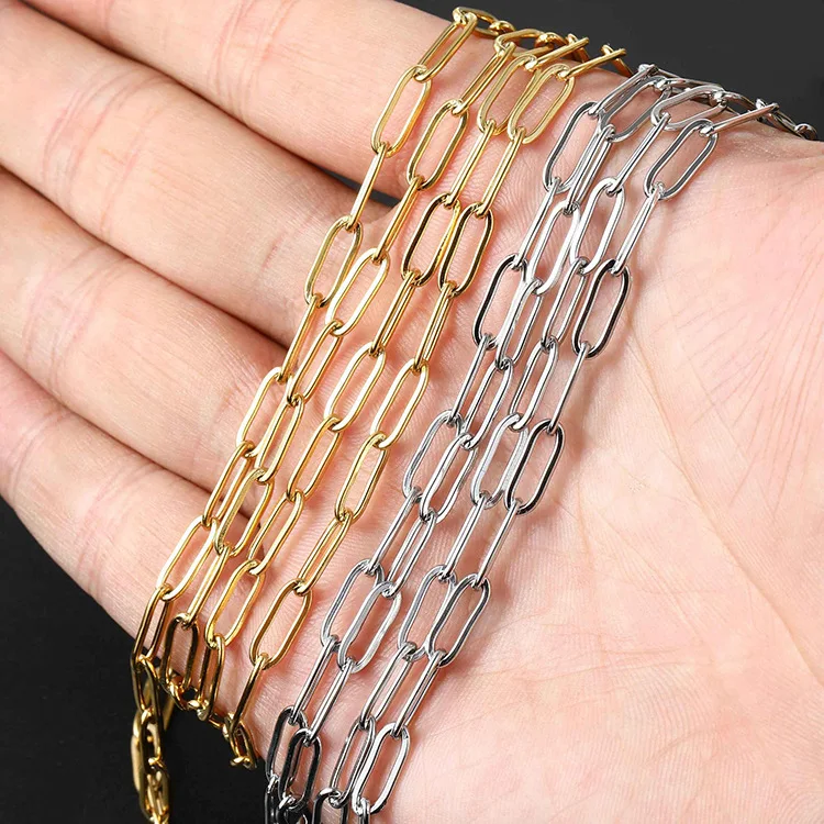 NANA high quality stainless steel bulk chain for jewelry,4x11mm stainless steel paper clip chain, Gold/stainless steel
NANA high quality stainless steel bulk chain for jewelry,4x11mm stainless steel paper clip chain, Gold/stainless steel