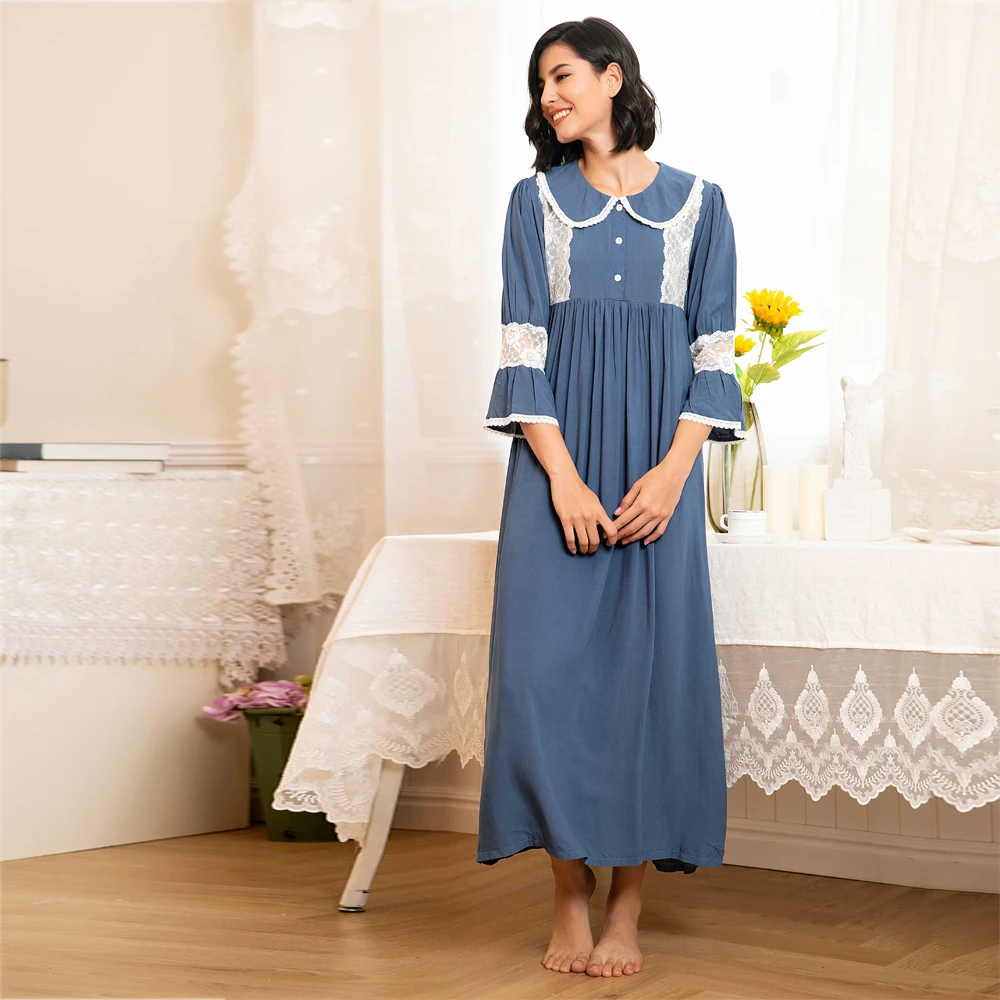 Blue red loose one piece sleepwear night wear pregnancy pyjama adult women lace long sleeve lounge sleep gown dress pajama set
Blue red loose one piece sleepwear night wear pregnancy pyjama adult women lace long sleeve lounge sleep gown dress pajama set