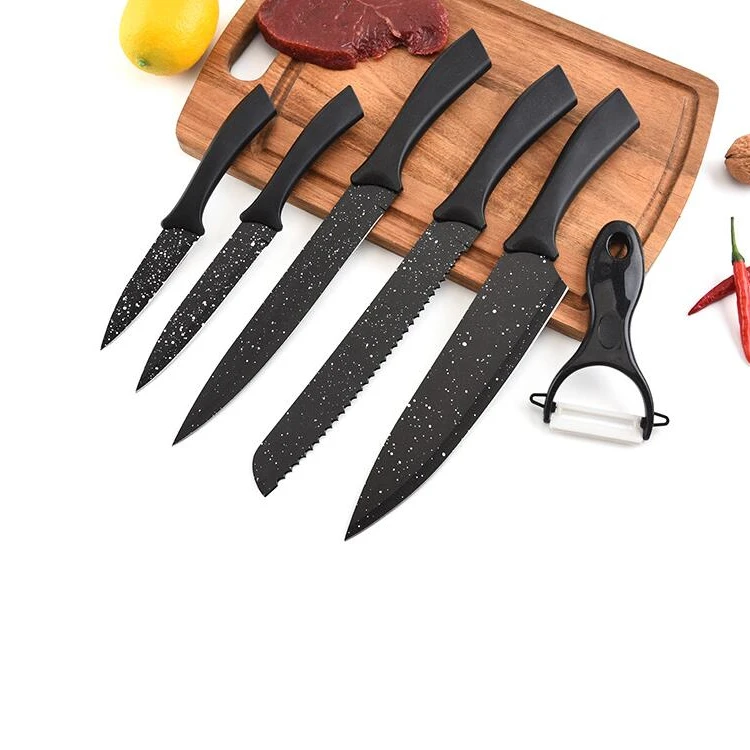 Gift Box 6pcs Ceramic Coating Chef Bread Carving Paring Utility Black Handle Chef Kitchen Knife Set Peeler
Gift Box 6pcs Ceramic Coating Chef Bread Carving Paring Utility Black Handle Chef Kitchen Knife Set Peeler
