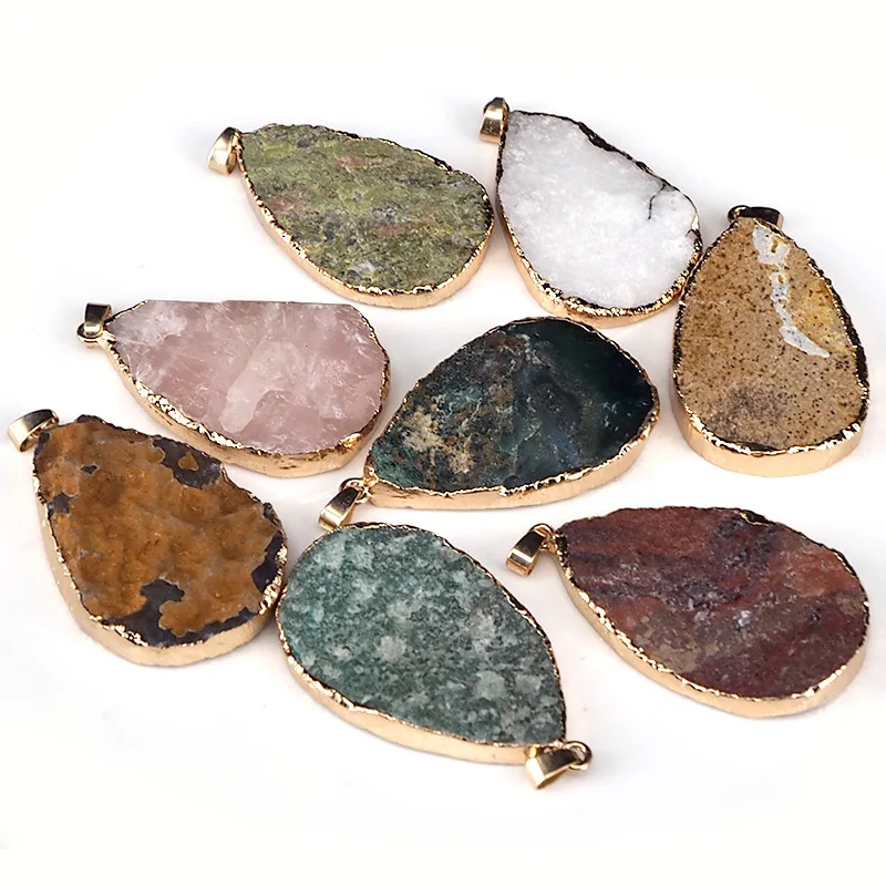 Hot Sale Good Irregular Water Drop Raw Stone Pendant Gold Plated Healing Crystal Pendant Jewelry
Hot Sale Good Irregular Water Drop Raw Stone Pendant Gold Plated Healing Crystal Pendant Jewelry
