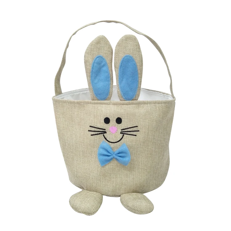 bunny ear easter buckets tote bag material  jute, fabric craft