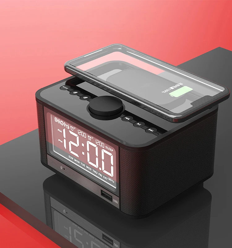 Multi-function 3 in 1 Digital LCD Alarm Clock with Blue tooth Speaker with Wireless Charging Port for iPhone, Black white
Multi-function 3 in 1 Digital LCD Alarm Clock with Blue tooth Speaker with Wireless Charging Port for iPhone, Black white