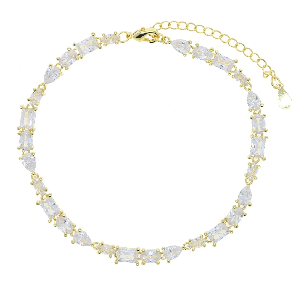 New design gold leg chain anklet with tear drop square white cz paved fashion summer jewelry for women girl lady foot anklet
New design gold leg chain anklet with tear drop square white cz paved fashion summer jewelry for women girl lady foot anklet