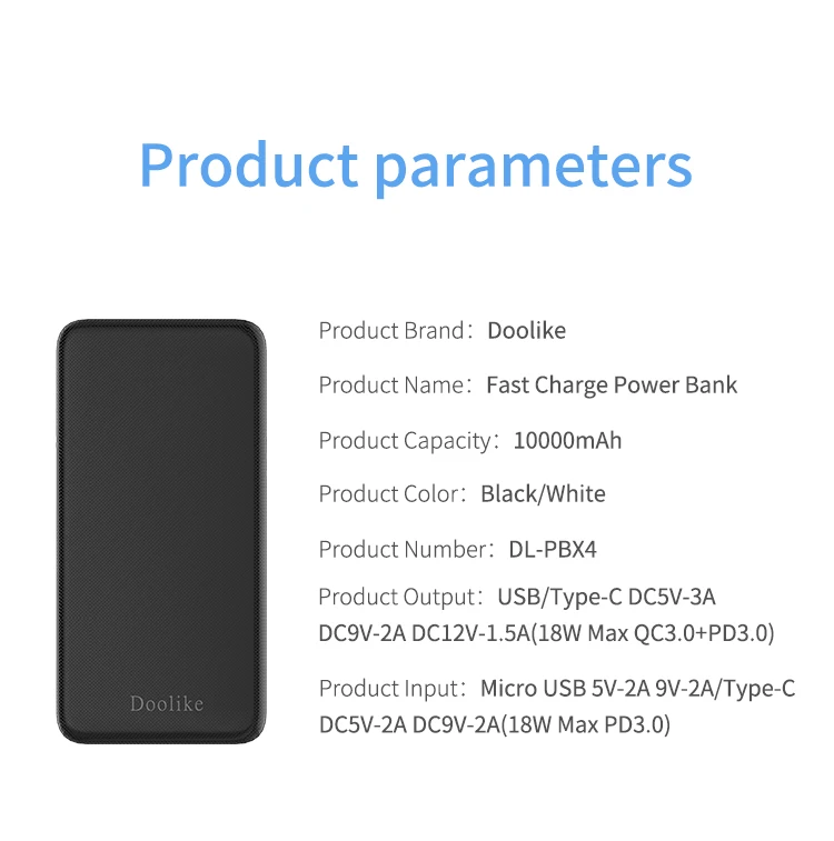 oem real 10000 mah poer bank w 快速充电 type-c pd 移动电源