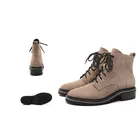 Fashion 100% italian Genuine Leather Ankle Boots lace up platform Military women Boots shoes