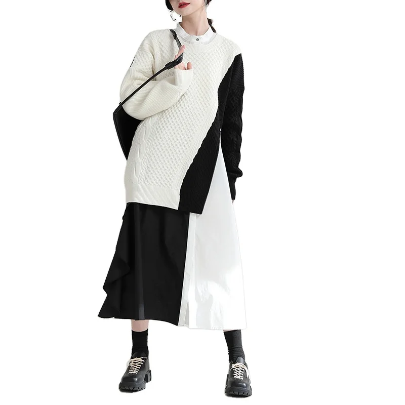 2021 Loose big sweater for women winter new fashionable simple mid-length contrast color zipper thick sweater2585
2021 Loose big sweater for women winter new fashionable simple mid-length contrast color zipper thick sweater2585