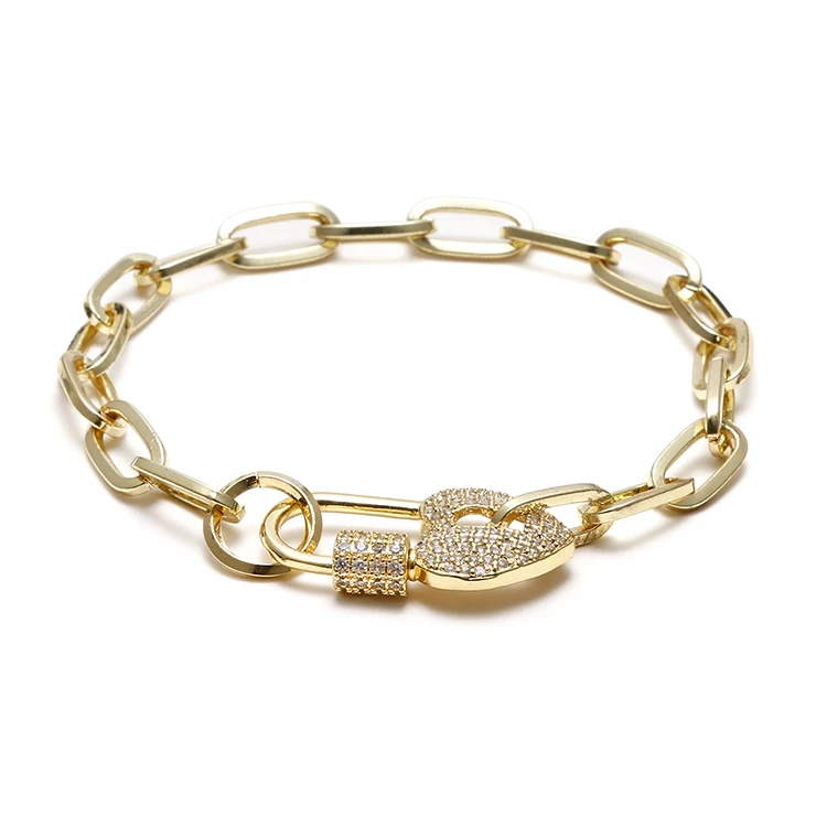 High Quality Trendy Gold Plated Jewelry Women Charm Bracelet Gold Chain with Adjustable Heart Lock, Picture
High Quality Trendy Gold Plated Jewelry Women Charm Bracelet Gold Chain with Adjustable Heart Lock, Picture
