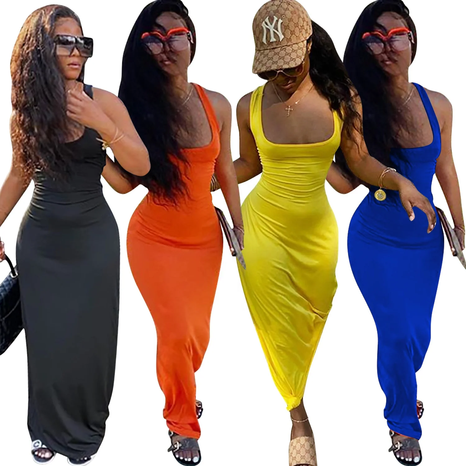Summer woman trending plain casual sleeveless backless long maxi ladies loose dress, Black, orange, yellow, blue
Summer woman trending plain casual sleeveless backless long maxi ladies loose dress, Black, orange, yellow, blue