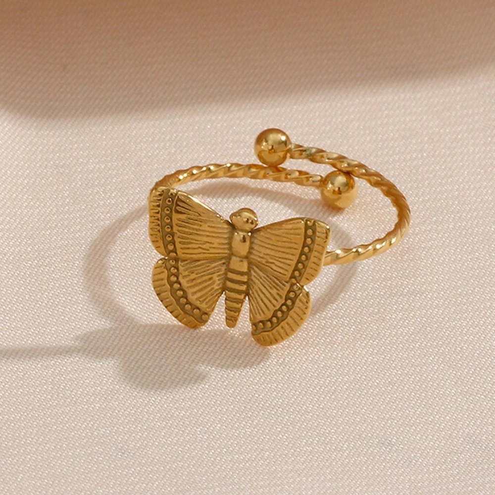 Butterfly Open Ring Adjustable 316L Pvd Ring Butterfly Engrave Butterfly Rings Jewelry Women
Butterfly Open Ring Adjustable 316L Pvd Ring Butterfly Engrave Butterfly Rings Jewelry Women