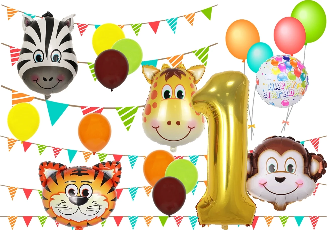 jungle animal 14pcs balloon for 1st birthday baby