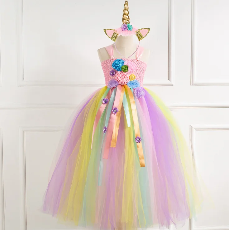 2020 handmade long dress girls net yarn princess pink flower dress with headdress unicorn dress, As the picture
2020 handmade long dress girls net yarn princess pink flower dress with headdress unicorn dress, As the picture