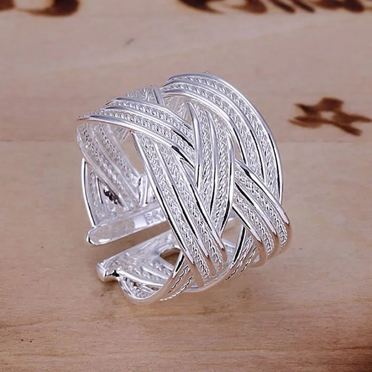 Luxury exaggerated braided size adjustable copper alloyr silver-plated ring women
Luxury exaggerated braided size adjustable copper alloyr silver-plated ring women