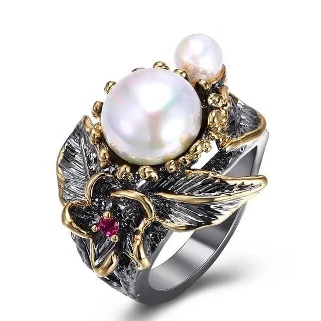 vintage womens ring pearl leaf flower Luxury jewellery best birthday gift for wife elegant party jewelry rings
vintage womens ring pearl leaf flower Luxury jewellery best birthday gift for wife elegant party jewelry rings