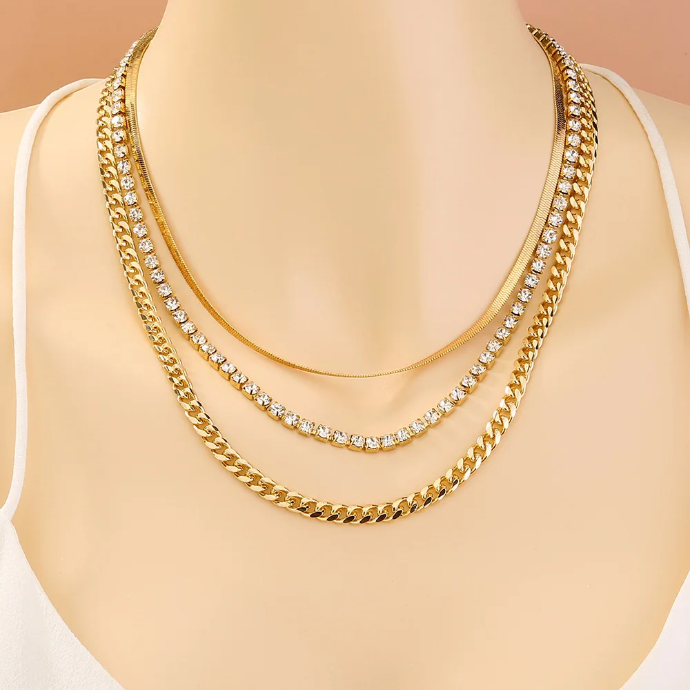 Hip Hop Cadena De Diamantes Tennis Snake Chain Jewelry Diamond Gold Plated Multi Layer Necklace
Hip Hop Cadena De Diamantes Tennis Snake Chain Jewelry Diamond Gold Plated Multi Layer Necklace