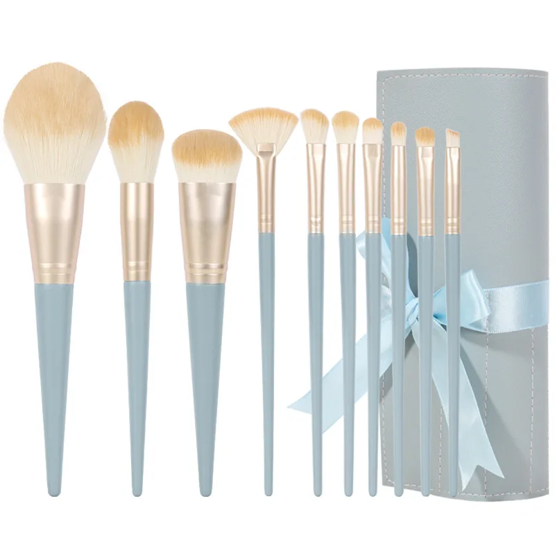 Blue Pointed Handle Gold Synthetic Hair Customize Beautiful Makeup Brushes With Pu Bag
Blue Pointed Handle Gold Synthetic Hair Customize Beautiful Makeup Brushes With Pu Bag
