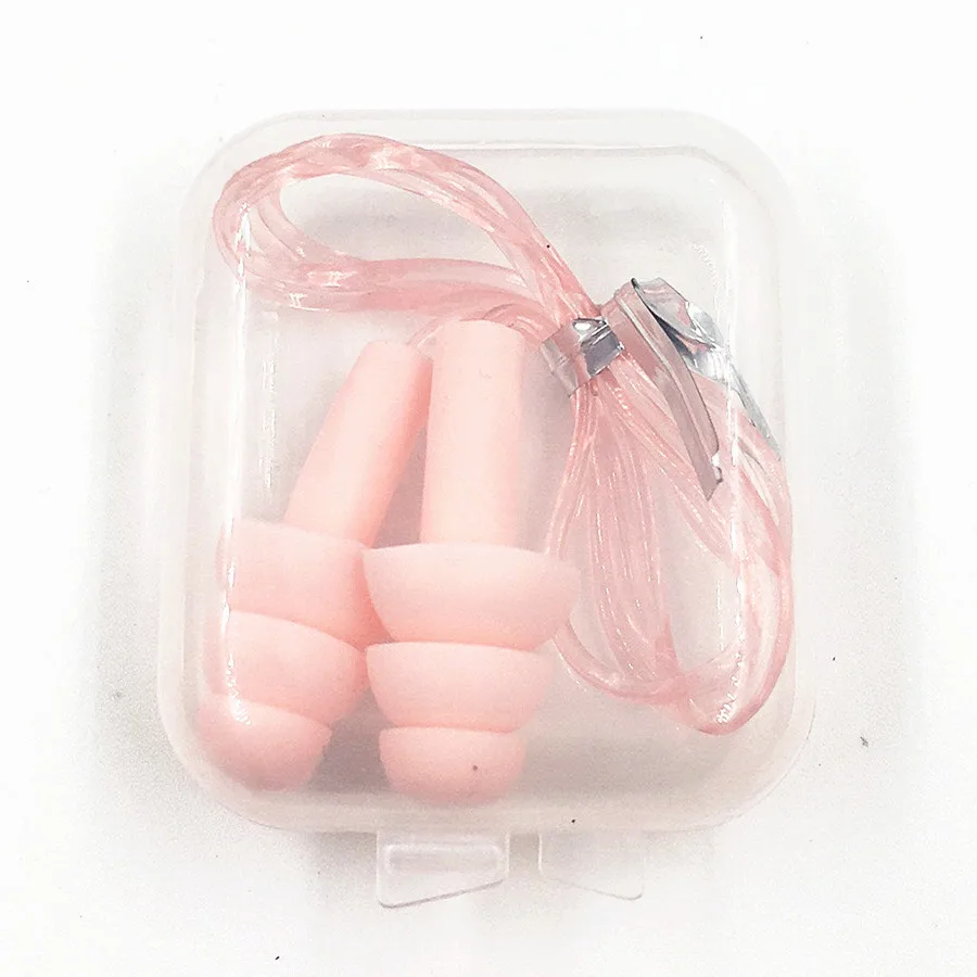 

1 box-packed comfort earplugs noise reduction silicone Soft Ear Plugs PVC rope Earplugs Protective for Swimming for sleep