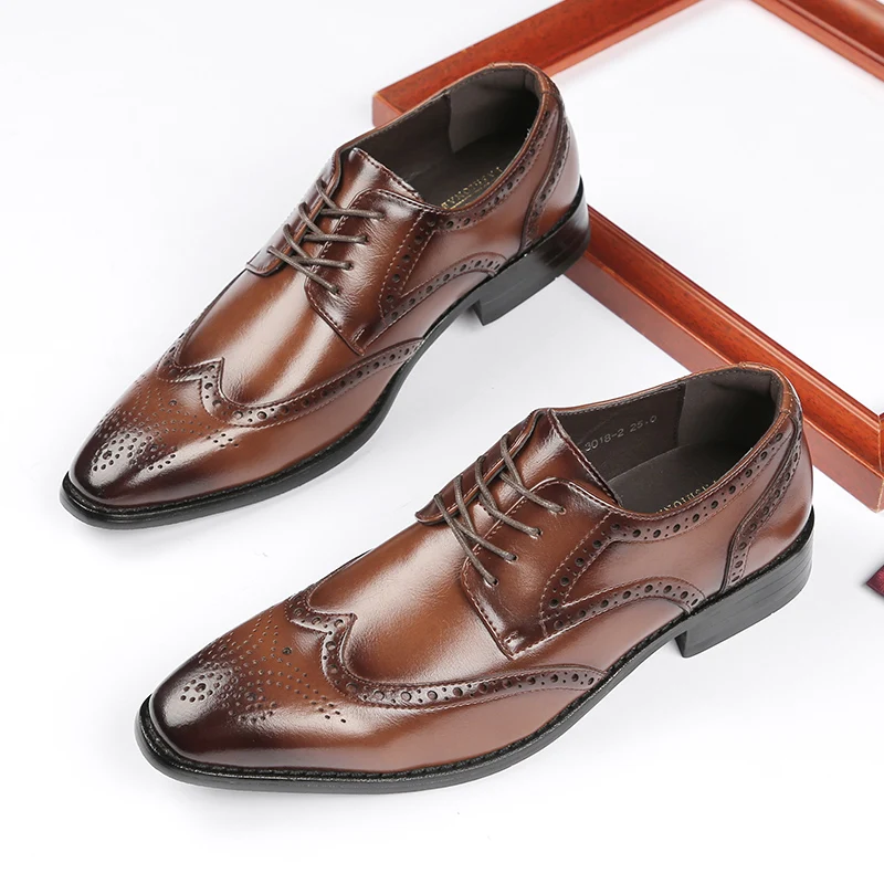 Dropshipping big size genuine leather wedding dress shoes trendy mens office shoes breathable men lace up dress shoes, Brown, black
Dropshipping big size genuine leather wedding dress shoes trendy mens office shoes breathable men lace up dress shoes, Brown, black