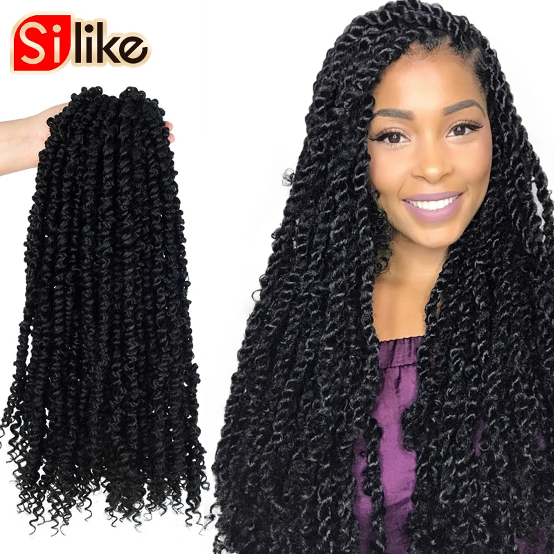 

Spring Passion Twists Synthetic Crotchet Hair Extensions Ombre Crochet Braids Fiber Pre looped Fluffy Twists Braiding Hair Bulk
