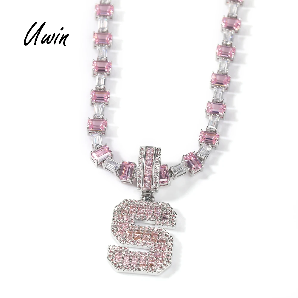 New Brass Cuboid CZ Chain Initial Letter Pendant Pink Color Necklace Hip Hop Clear Zircon Jewelry Women Man
New Brass Cuboid CZ Chain Initial Letter Pendant Pink Color Necklace Hip Hop Clear Zircon Jewelry Women Man