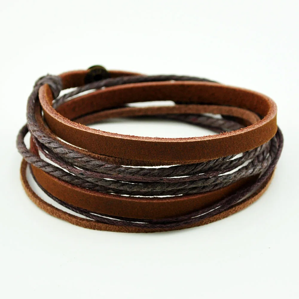 Multilayer Leather Adjustable Cuff Wrap Multicolor Rope Wristband Men Leather Bracelet Women, Brown
Multilayer Leather Adjustable Cuff Wrap Multicolor Rope Wristband Men Leather Bracelet Women, Brown