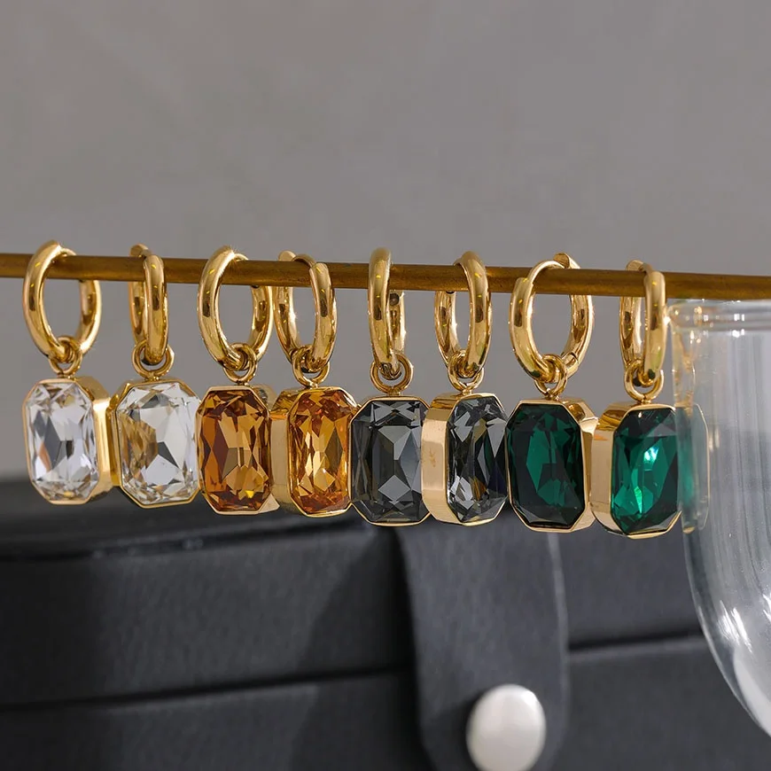 Stainless Steel Cubic Zirconia Drop Dangle Charm Earring 18K Gold Filled Green Square Geometric Zircon Hoop Earrings Jewelry
Stainless Steel Cubic Zirconia Drop Dangle Charm Earring 18K Gold Filled Green Square Geometric Zircon Hoop Earrings Jewelry