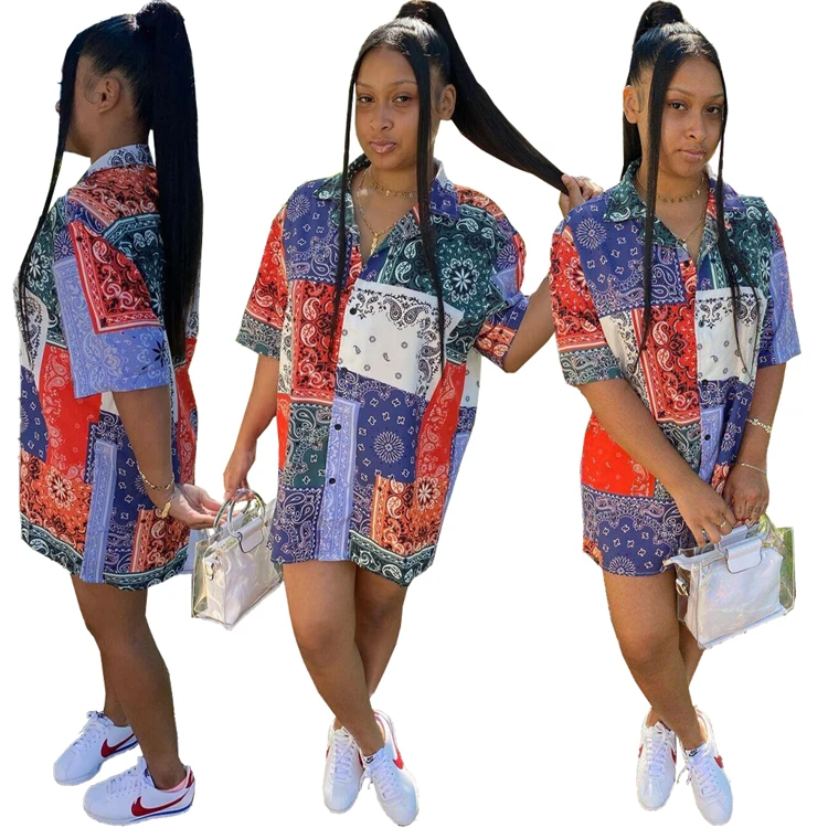 Fashion Casual Shirt Dress Print Summer Loose Short Sleeve Plus Size Clothes Dresses For Women
Fashion Casual Shirt Dress Print Summer Loose Short Sleeve Plus Size Clothes Dresses For Women