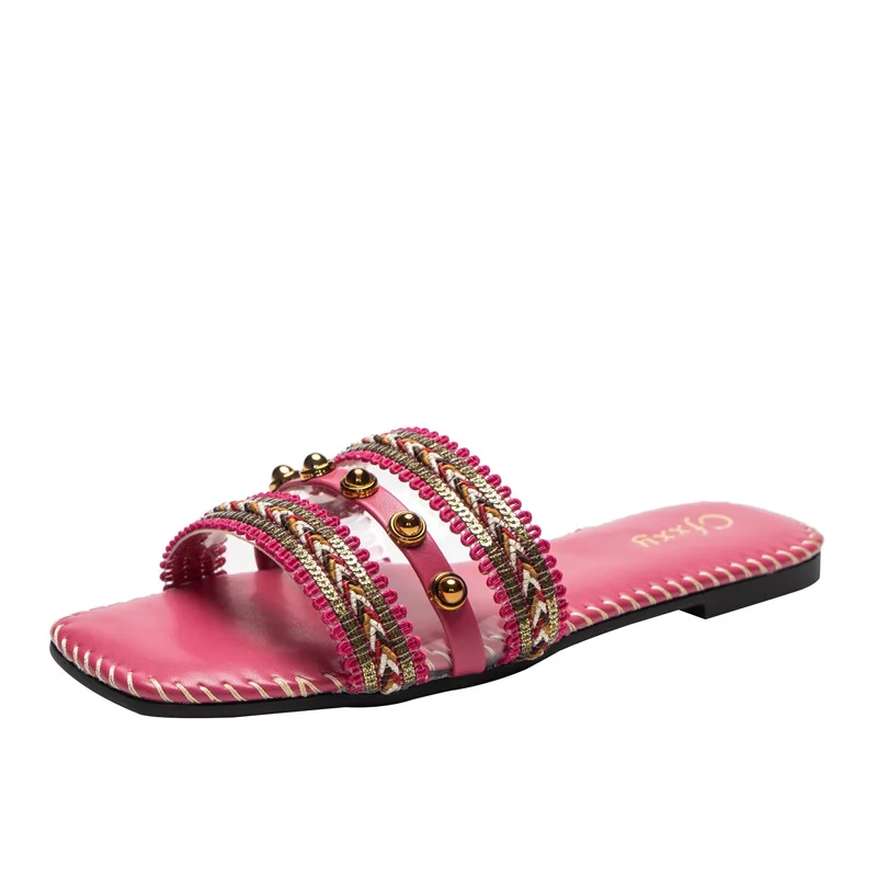 dress shoes for women 2021 new national metal decorative sandals fashion transparent flat bottomed women's slippers
dress shoes for women 2021 new national metal decorative sandals fashion transparent flat bottomed women's slippers
