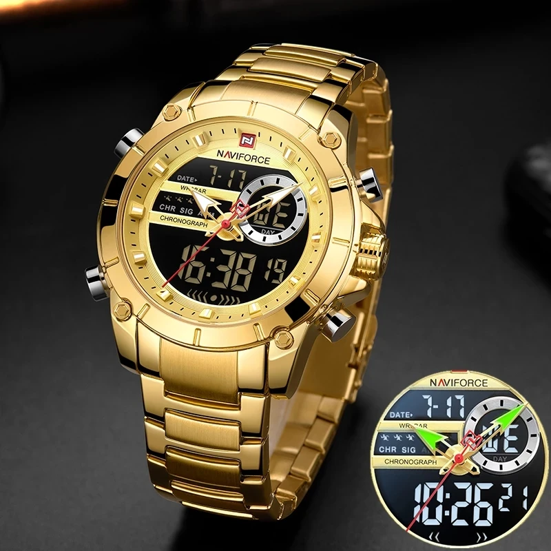 

NAVIFORCE 9163 Top Men Watches Luxury Brand Naviforce Men's Quartz Hour Analog LED Sports Watch Men Army Military Wrist Watch