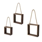 Hanging Square Floating Display Rustic Boxes Set of 3 wood shelf on wall
