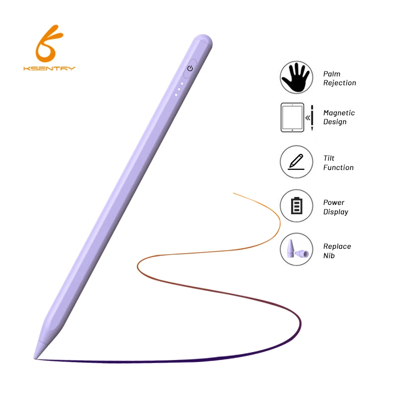 Three led light indicator palm rejection and tilt active touch stylus pencil for apple ipad
Three led light indicator palm rejection and tilt active touch stylus pencil for apple ipad