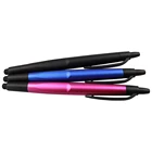 Promotional plastic retractable ball pen ballpoint with touch screen stylus rubber tip with custom pens